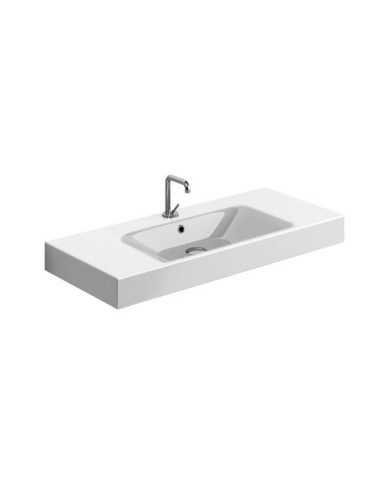Lavabo monoforo 100 x 45 con piani laterali sospeso o appoggio - Serie Tribeca