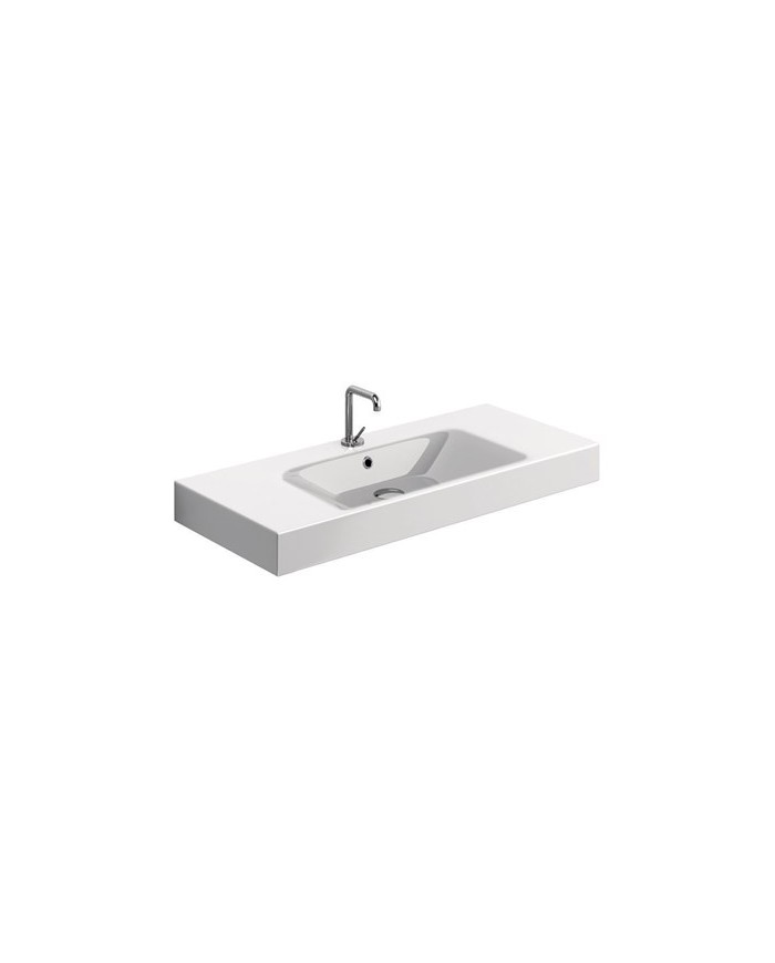 Lavabo monoforo 100 x 45 con piani laterali sospeso o appoggio - Serie Tribeca