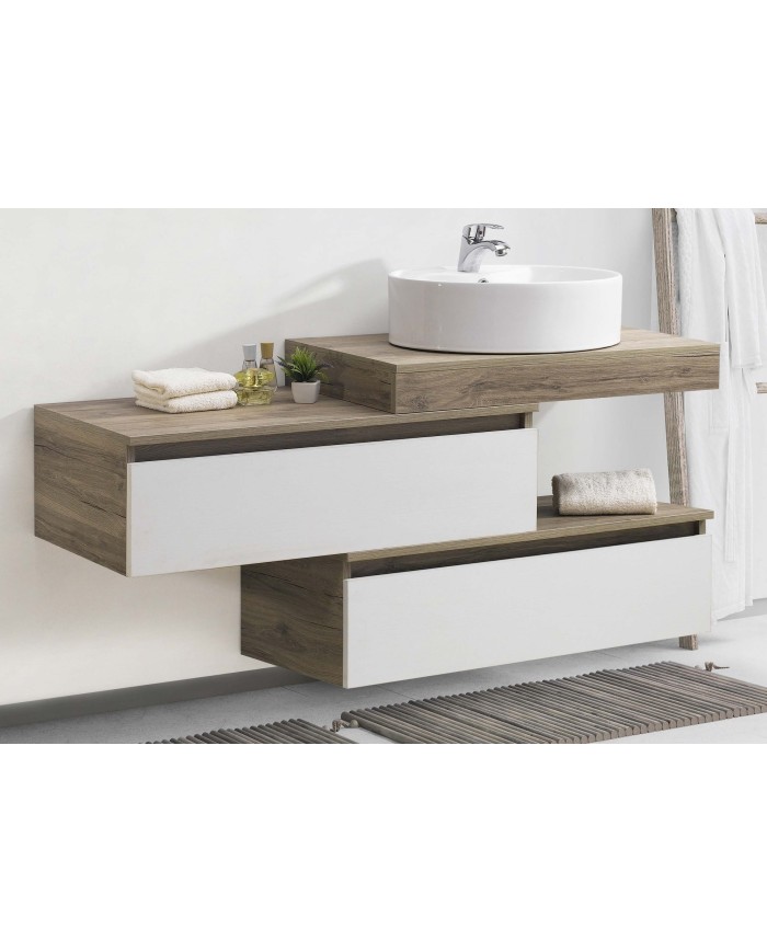 Mobile bagno con doppia base sospeso 2 cassetti e 1 mensolone - Serie Otello