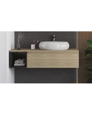 Mobile bagno sospeso 1 cassetto + vano a giorno - Serie Ravello a giorno
