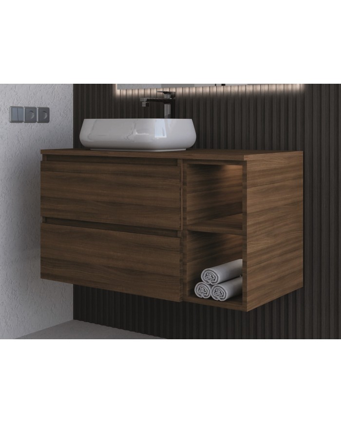 Mobile bagno sospeso 2 cassetti + 2 vani giorno - Serie Minerva piano