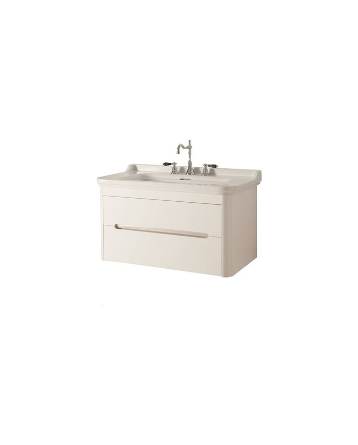 Mobile sospeso per lavabo 100 x 55 con 2 cassetti in legno laccato - Serie Waldorf