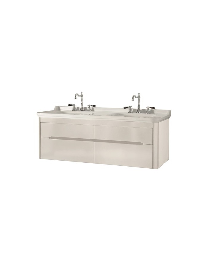 Mobile sospeso per lavabo 150 x 55 con 4 cassetti in legno laccato - Serie Waldorf
