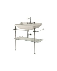 Struttura a terra in ottone per lavabo 80 x 55 completa di ripiano in vetro - Serie Waldorf