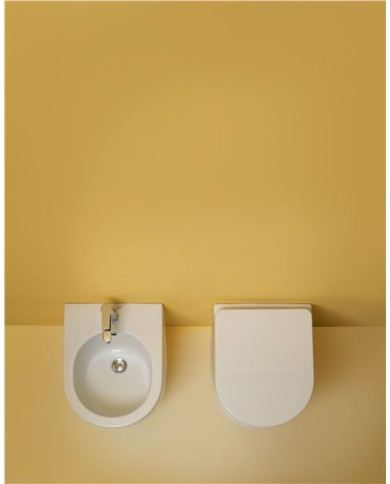 Bidet 48 filo muro monoforo e completo di fissaggio WB9N - Serie FLO