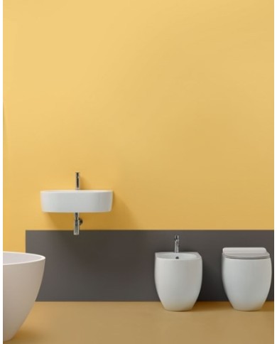 Bidet 52 filo muro monoforo e completo di fissaggio WB9N - Serie FLO