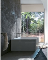 G&M Vasca freestanding quadra in polimineral bianco lucido fuori e interno satinato - Serie Bath Tub