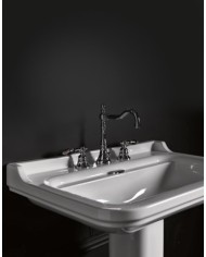 Lavabo 80 x 55 sospeso monoforo (Tre fori su richiesta) completo di ghiera - Serie Waldorf