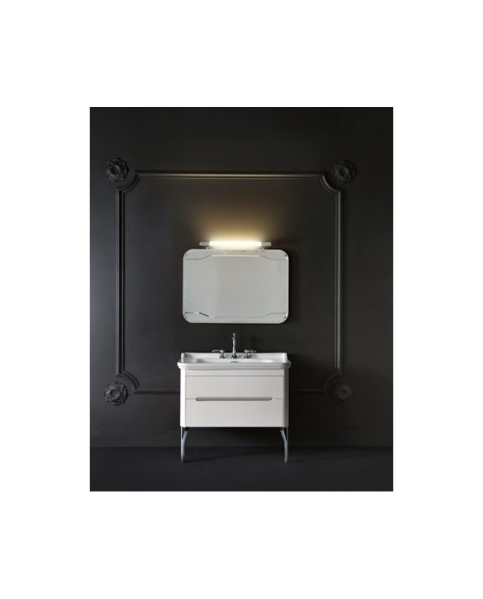 Struttura a terra in ottone per lavabo 100 x 55 completa di ripiano in vetro - Serie Waldorf