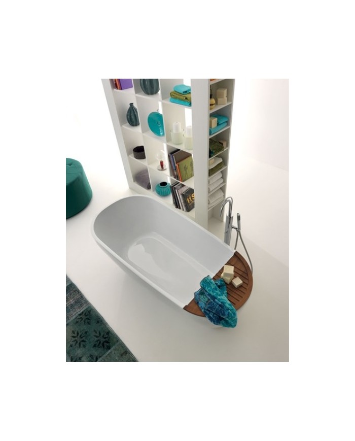 Vasca in pietraluce 70 x 170 con o senza ripiano di legno - Serie Aquatech