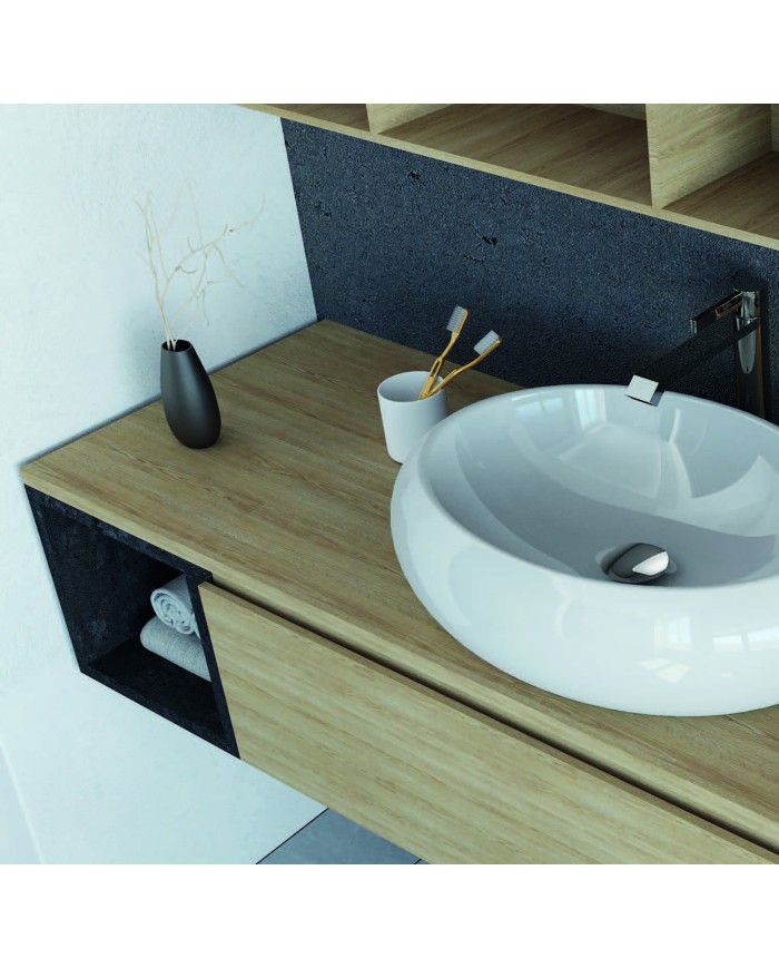 Mobile bagno sospeso 1 cassetto + vano a giorno - Serie Ravello a giorno