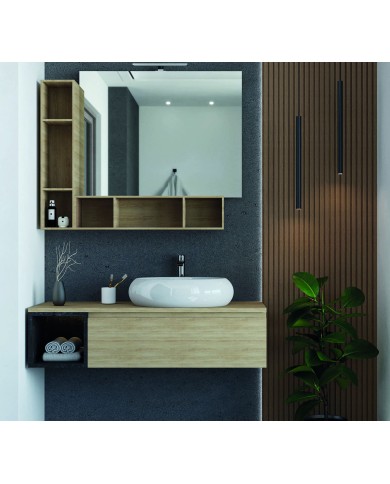 Mobile bagno sospeso 1 cassetto + vano a giorno - Serie Ravello a giorno