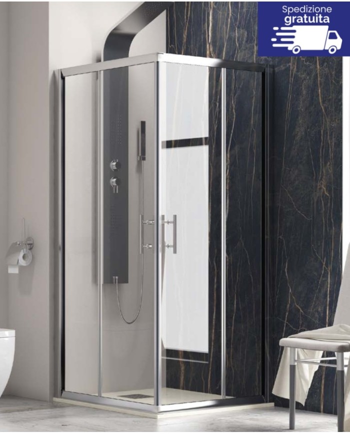 Cabina doccia - Tipologia Flora 100 Cromo - Vetro trasparente
