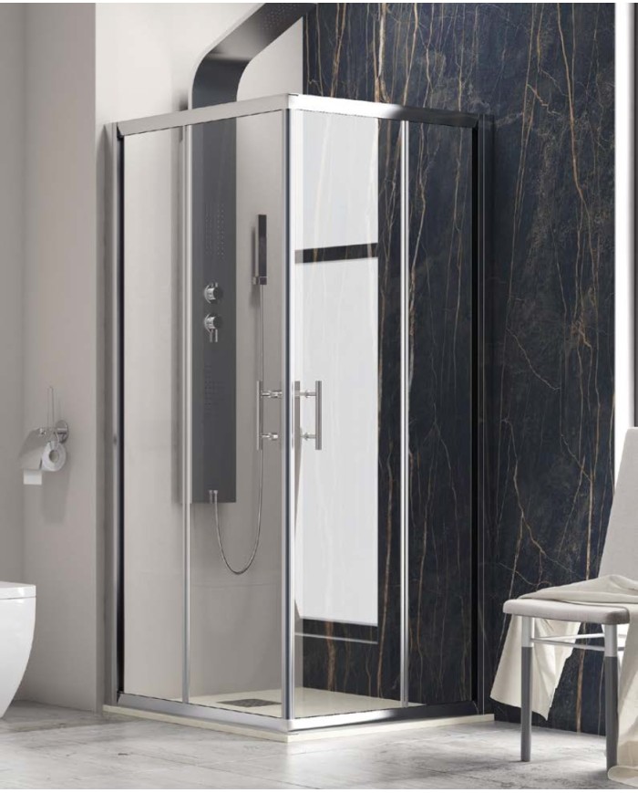Cabina doccia - Tipologia Flora 100 Cromo - Vetro trasparente