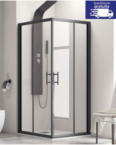 Cabina doccia - Tipologia Flora 100 Nero - Vetro trasparente