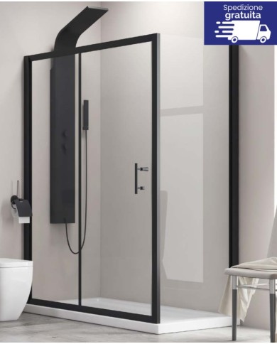 Cabina doccia - Tipologia Flora 500 & S-10 nero - Vetro Trasparente