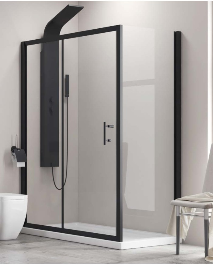 Cabina doccia - Tipologia Flora 500 & S-10 nero - Vetro Trasparente