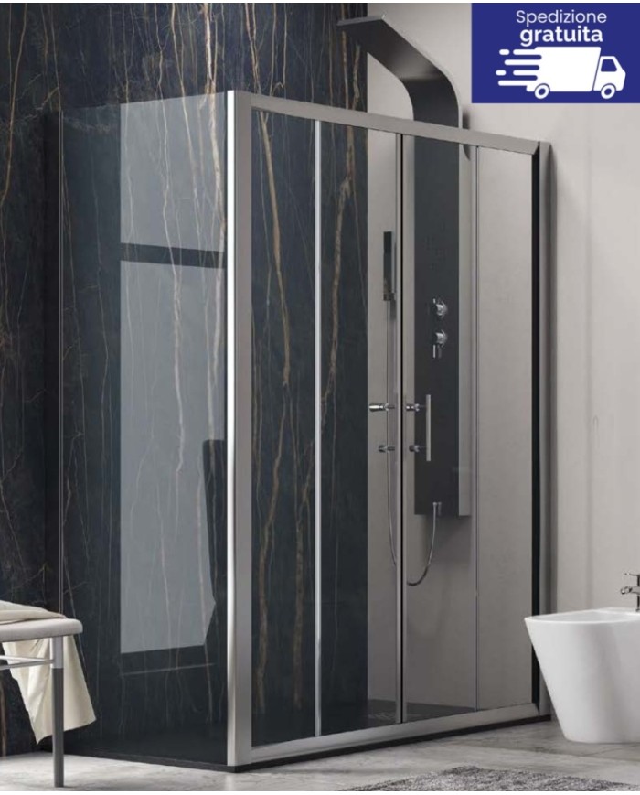 Cabina doccia - Tipologia Flora 600 & S-10 Cromo - Vetro Trasparente