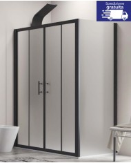 Cabina doccia - Tipologia Flora 600 & S-10 Nero - Vetro Icy