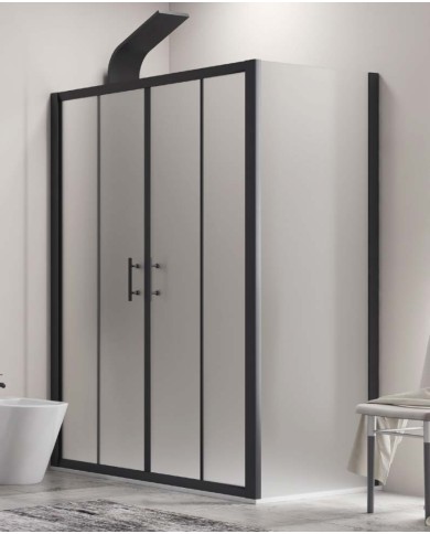 Cabina doccia - Tipologia Flora 600 & S-10 Nero - Vetro Icy