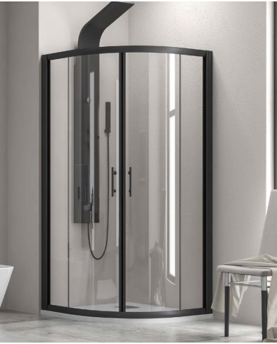 Cabina doccia Semicircolare - Tipologia Flora 200 Nero - Vetro Trasparente