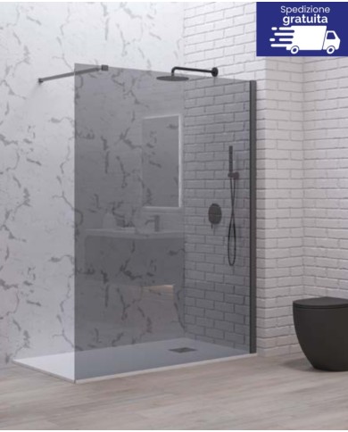Cabina doccia Walkin - Tipologia Walkin 1 Gun Metal - Vetro Fume