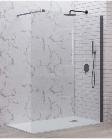 Cabina doccia Walkin - Tipologia Walkin 1 Gun Metal - Vetro Trasparente