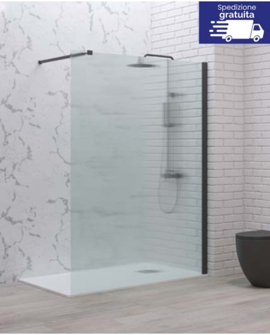 Cabina doccia Walkin - Tipologia Walkin 1 Nero - Vetro Flute