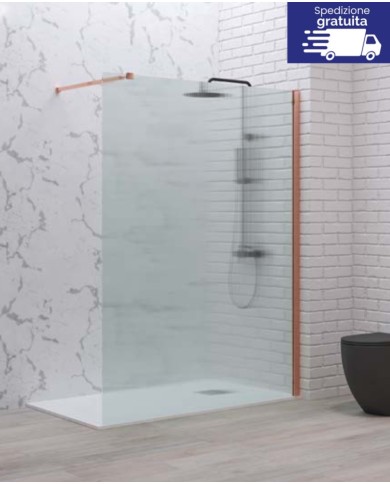 Cabina doccia Walkin - Tipologia Walkin 1 Rose Gold - Vetro Flute