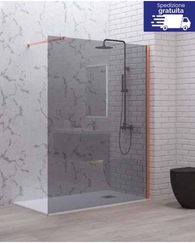 Cabina doccia Walkin - Tipologia Walkin 1 Rose Gold - Vetro Fume