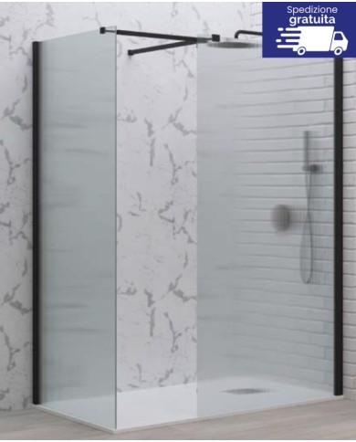 Cabina doccia Walkin - Tipologia Walkin 2 Nero - Vetro Flute