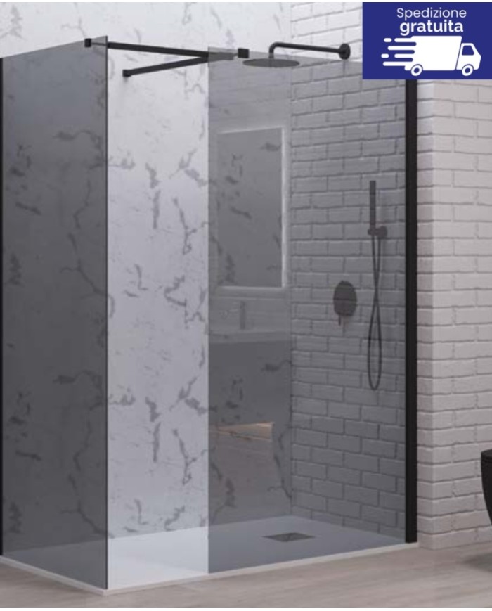 Cabina doccia Walkin - Tipologia Walkin 2 Nero - Vetro Fume