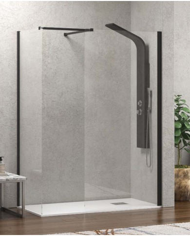 Cabina doccia Walkin - Tipologia Walkin 2 Nero - Vetro Trasparente