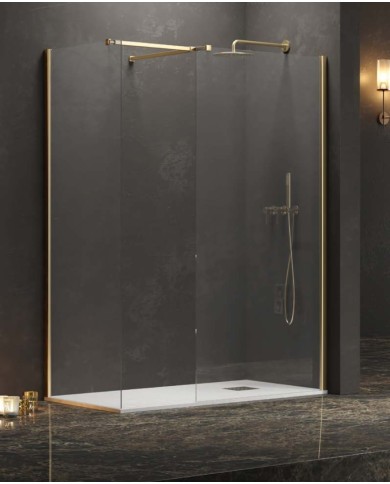 Cabina doccia Walkin - Tipologia Walkin 2 Oro - Vetro Trasparente