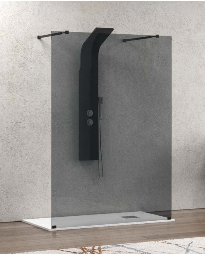 Cabina doccia Walkin - Tipologia Walkin 3 Nero - Vetro Fume