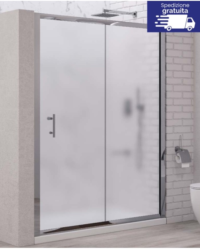 Cabina doccia da muro a muro - Tipologia Flora 500 Cromo - Vetro Icy