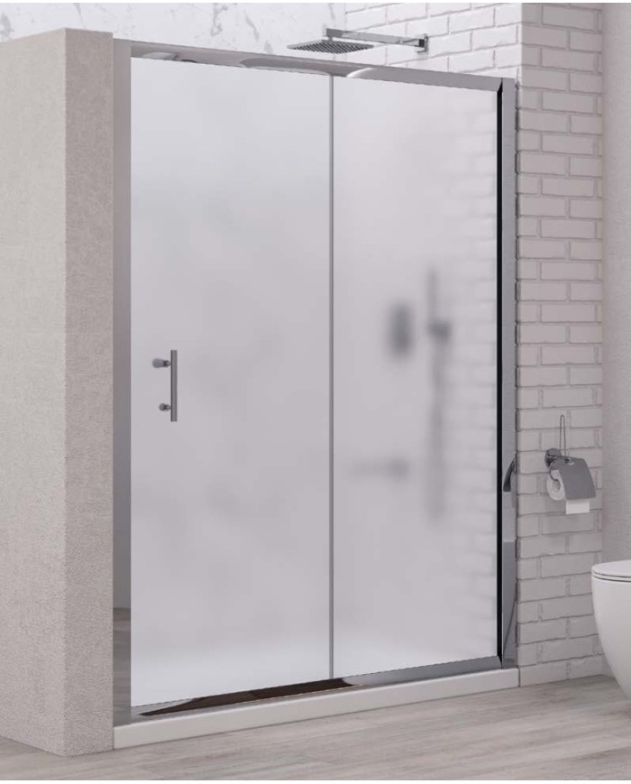 Cabina doccia da muro a muro - Tipologia Flora 500 Cromo - Vetro Icy