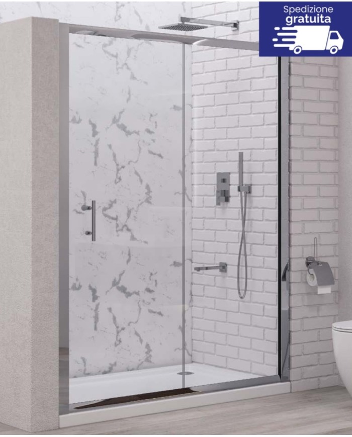 Cabina doccia da muro a muro - Tipologia Flora 500 Cromo - Vetro Trasparente