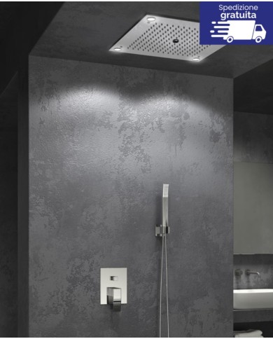 Soffione incasso 3 funzioni 50 x 50 cm con luce LED - Serie Ginko