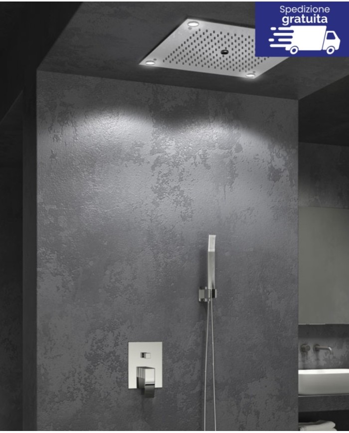 Soffione incasso 3 funzioni 50 x 50 cm con luce LED - Serie Ginko