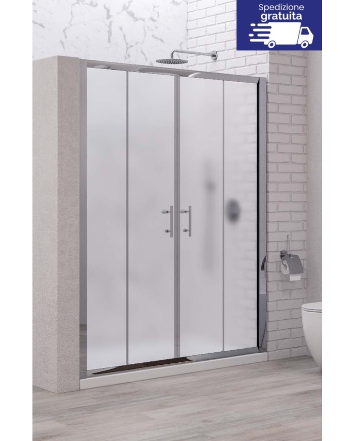 Cabina doccia da muro a muro - Tipologia Flora 600 Cromo - Vetro Icy