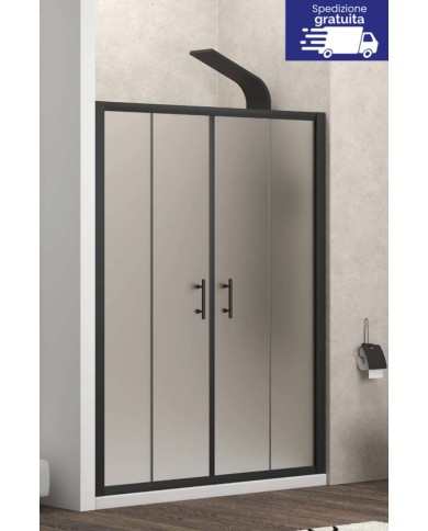 Cabina doccia da muro a muro - Tipologia Flora 600 Nero - Vetro Icy