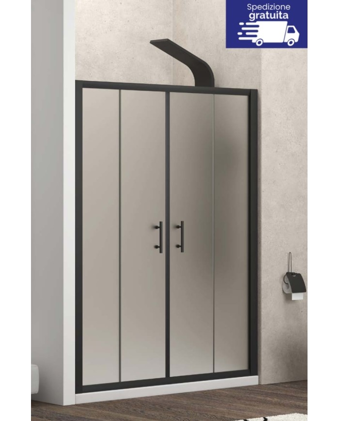 Cabina doccia da muro a muro - Tipologia Flora 600 Nero - Vetro Icy