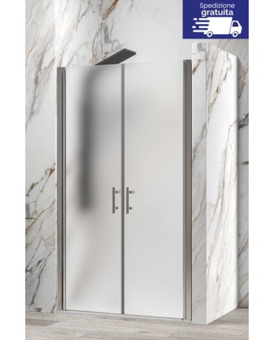 Cabina doccia da muro a muro - Tipologia S 28 Alto Sallon Cromo - Vetro Icy