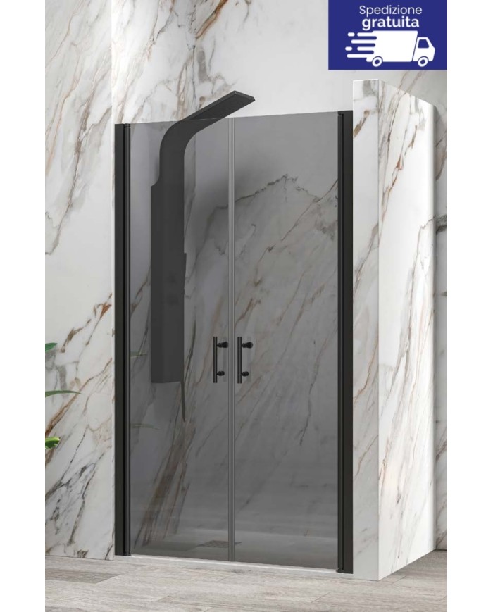 Cabina doccia da muro a muro - Tipologia S 28 Alto Sallon Nero - Vetro Fume