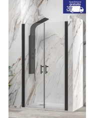 Cabina doccia da muro a muro - Tipologia S 28 Alto Sallon Nero - Vetro Trasparente