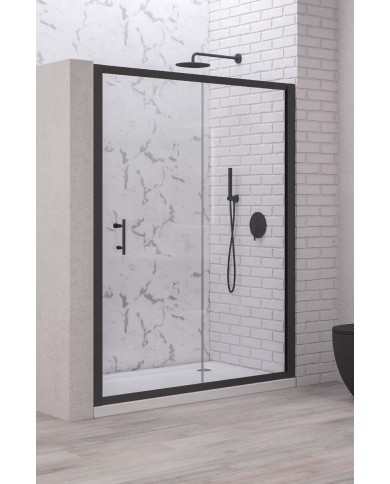 Cabina doccia da muro a muro - Tipologia Flora 500 Nero - Vetro Trasparente