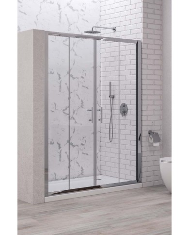Cabina doccia da muro a muro - Tipologia Flora 600 Cromo - Vetro Trasparente