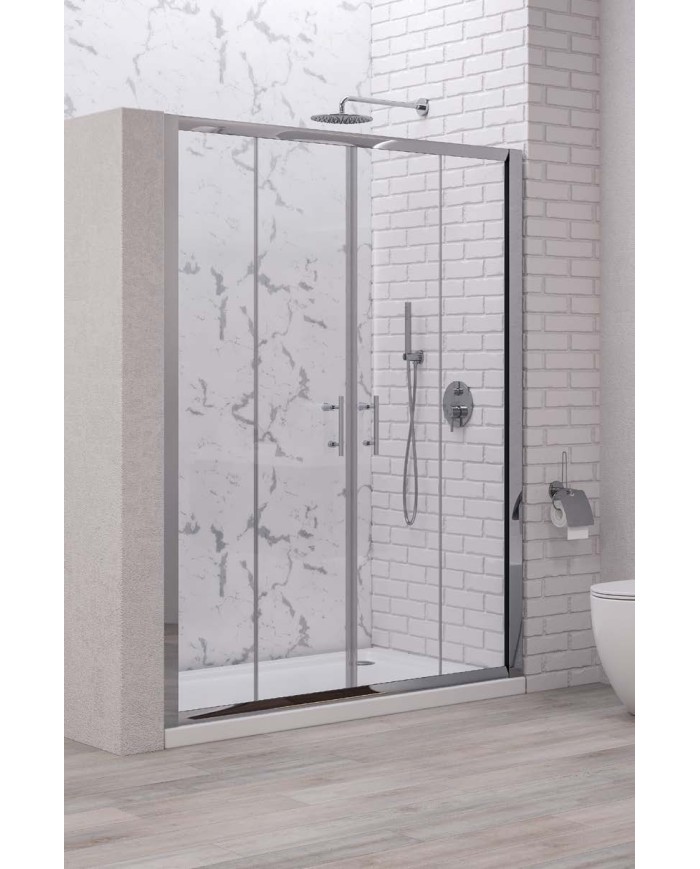 Cabina doccia da muro a muro - Tipologia Flora 600 Cromo - Vetro Trasparente