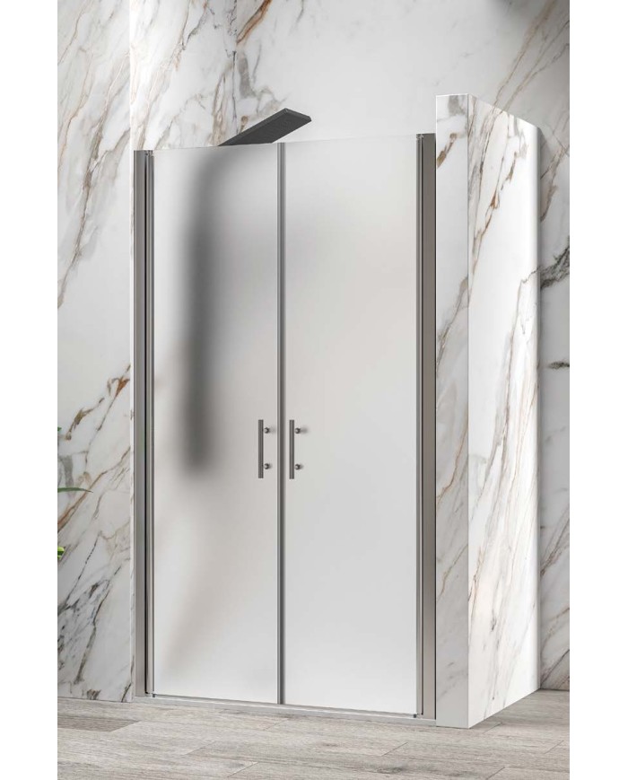 Cabina doccia da muro a muro - Tipologia S 28 Alto Sallon Cromo - Vetro Icy